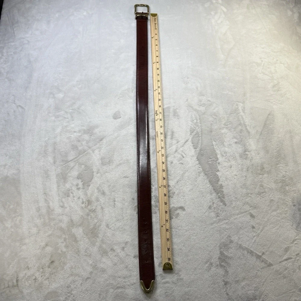 Fossil Genuine Leather Brown Belt Size L Brass Buckle Western Vintage 90s